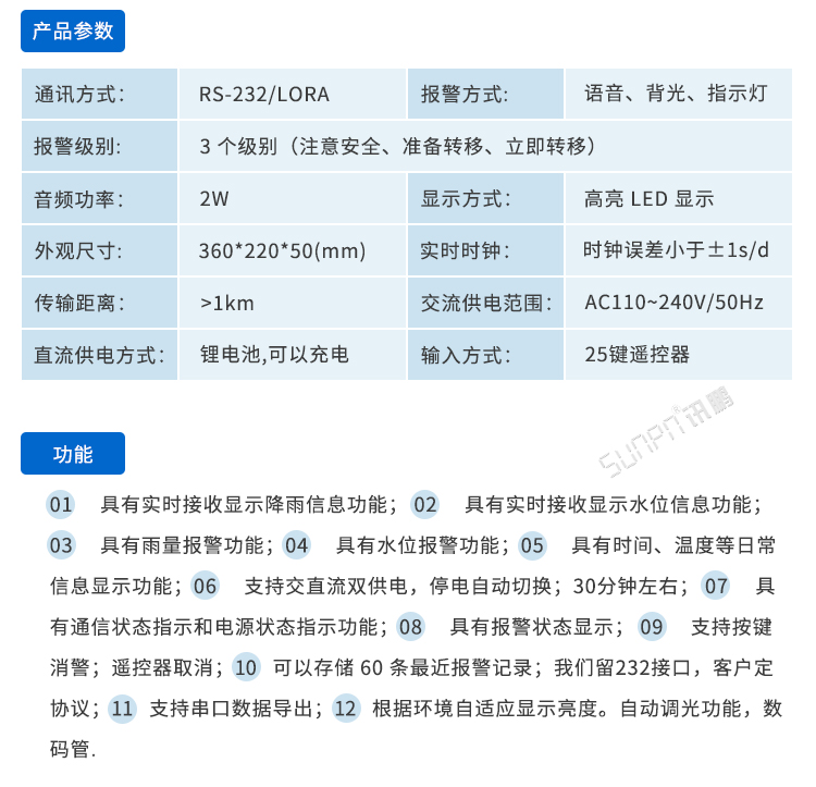 水位監控防汛預警系統參數