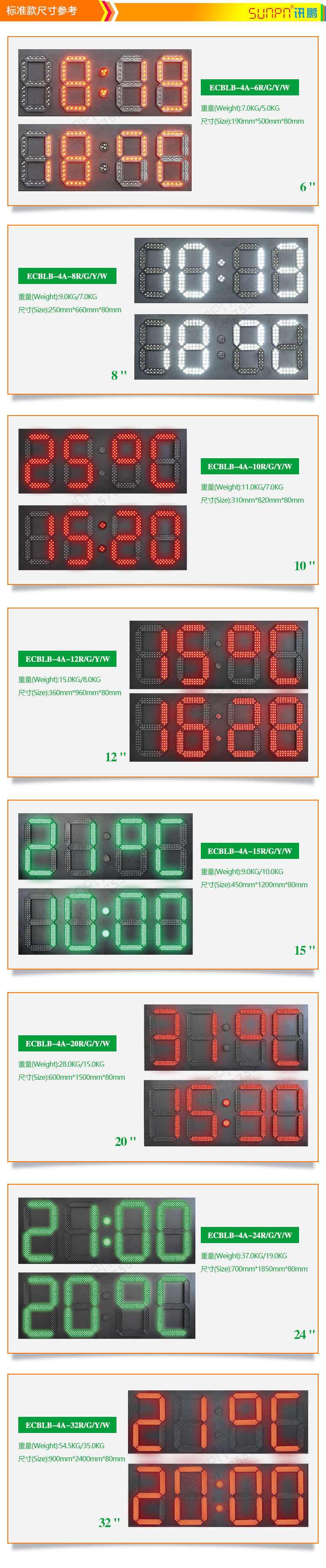 戶外LED電子鐘尺寸參考