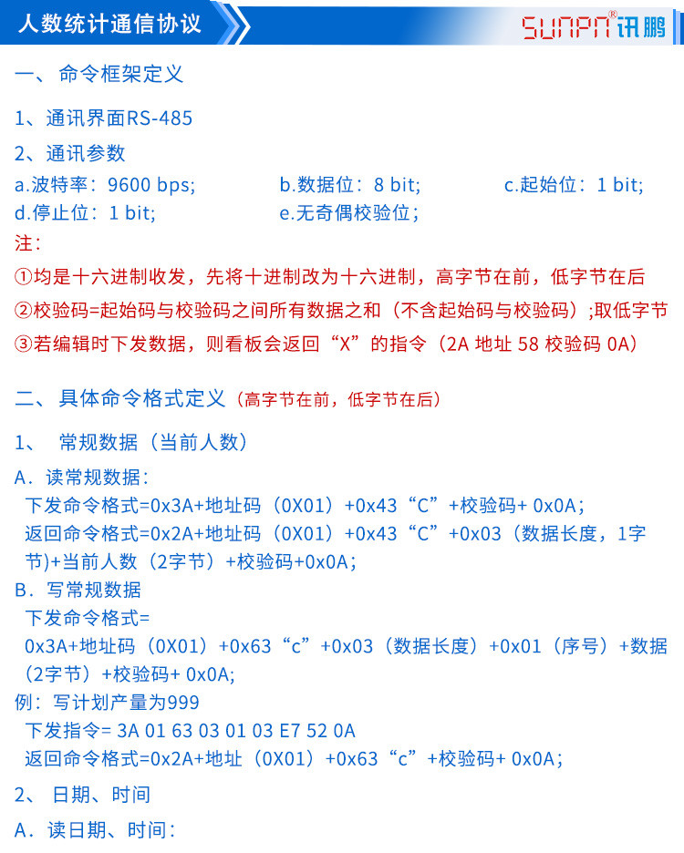 客流量LED通訊看板通信協議