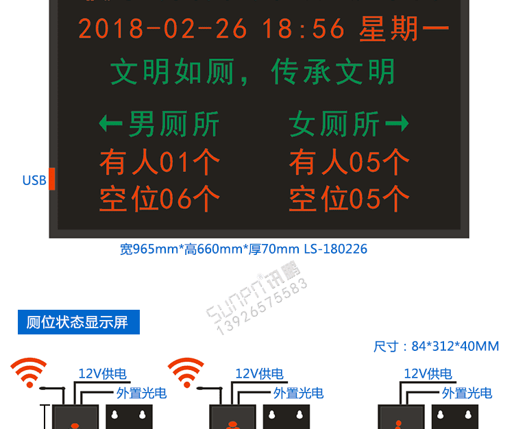 廁所狀態屏產品結構圖