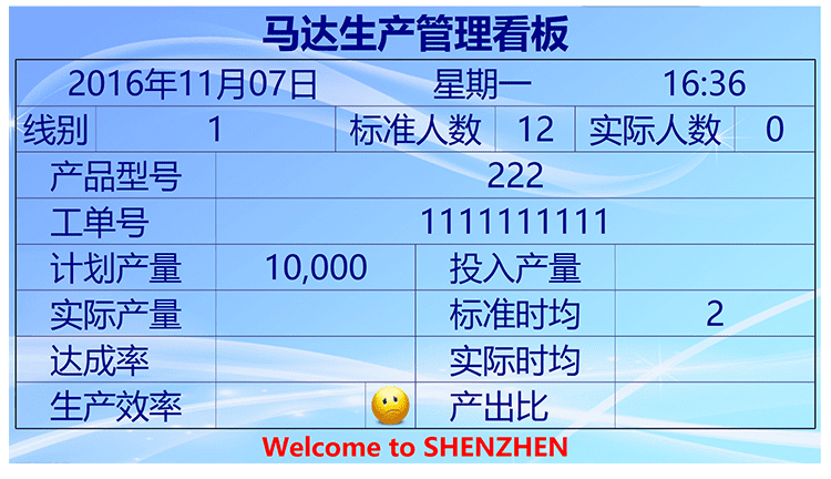 液晶生產(chǎn)管理看板系統(tǒng)軟件界面展示