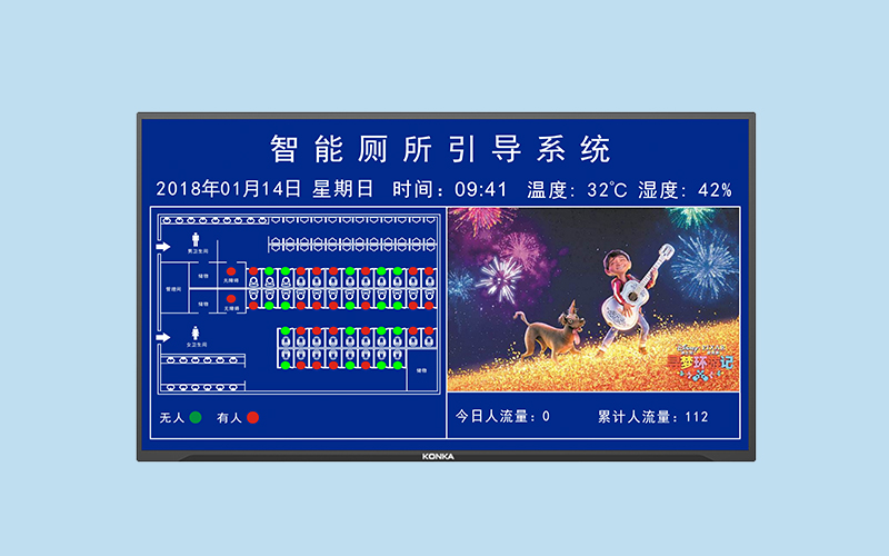 地鐵站智能廁所引導系統-電子門鎖感應器采集有人無人狀態顯示屏人流量環境數據監測