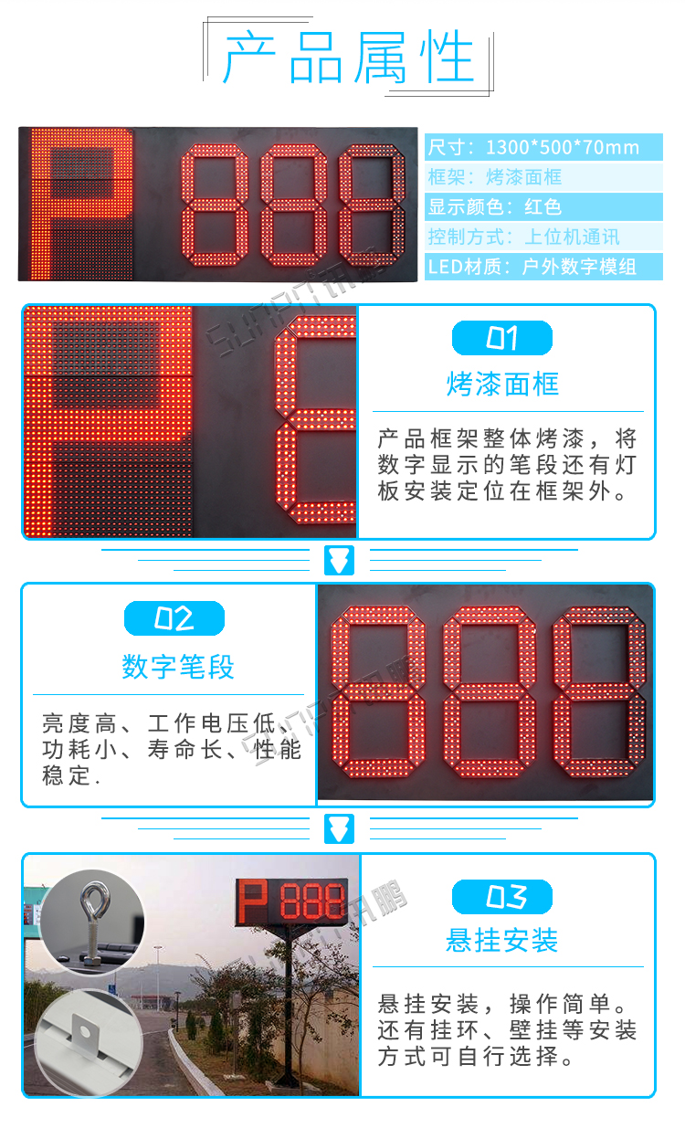 剩余車位顯示屏產品屬性