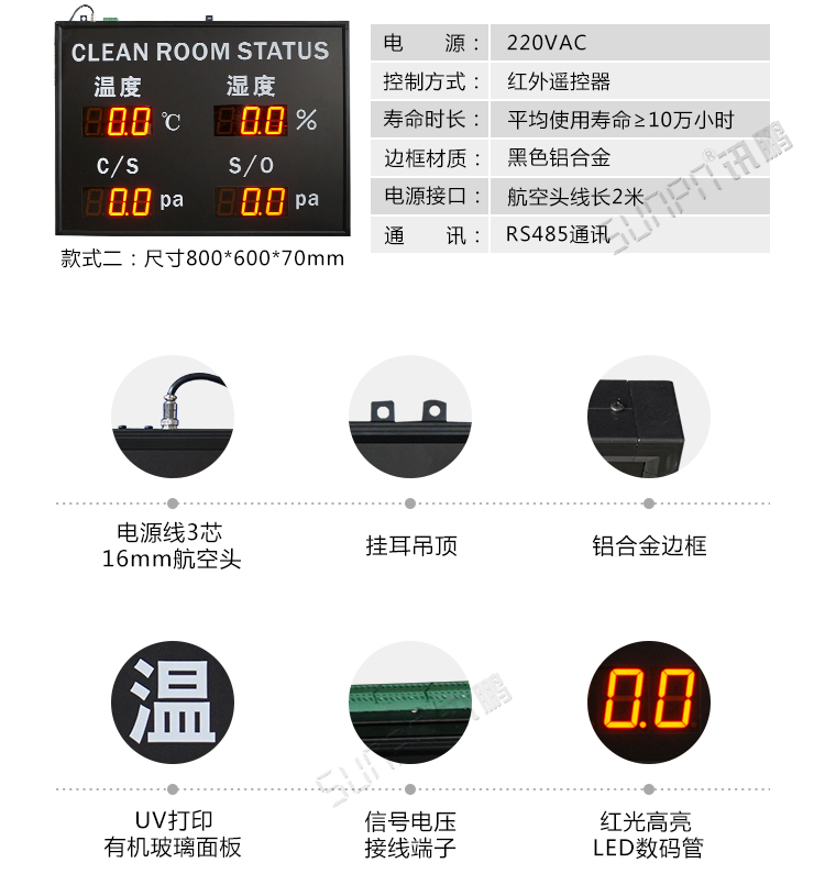 藥店溫濕度顯示屏產品參數