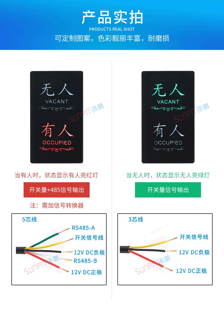 廁所有人無人顯示牌產品實拍