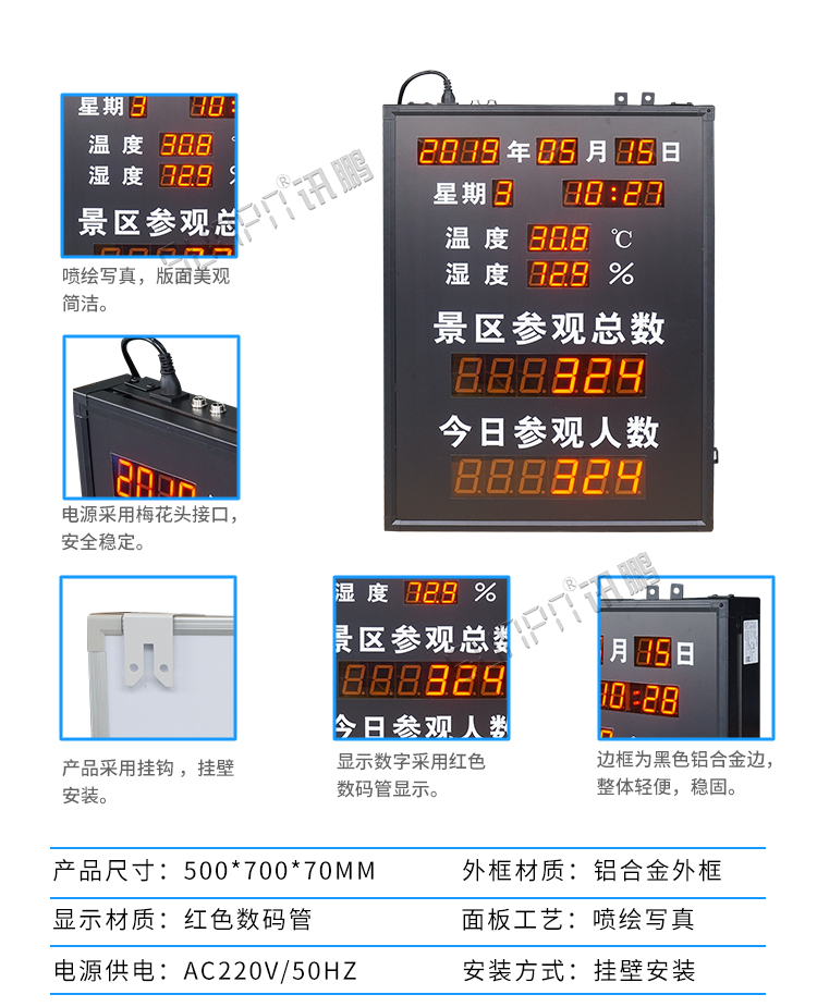 景區人數統計顯示屏產品參數
