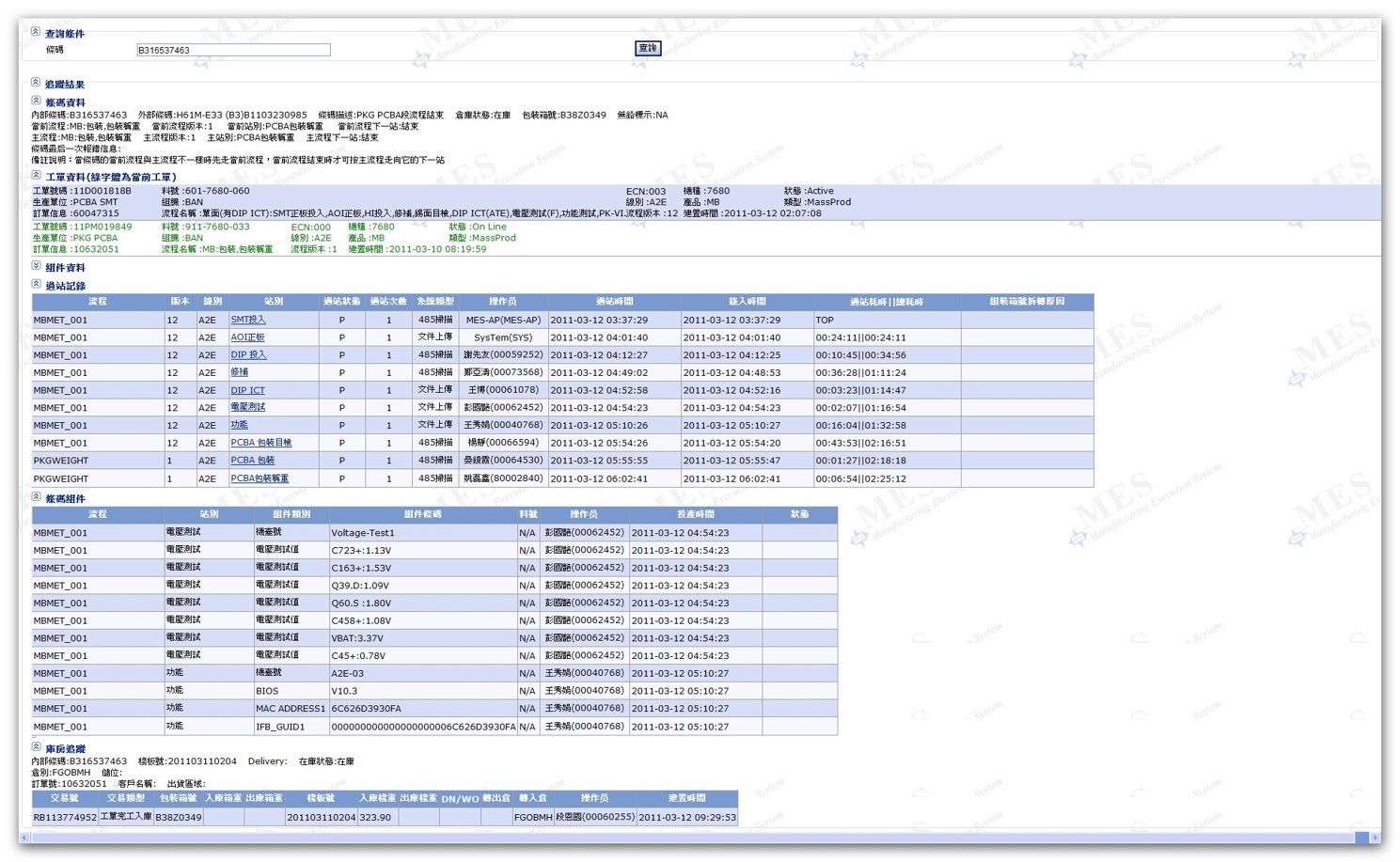 MES管理系統追溯