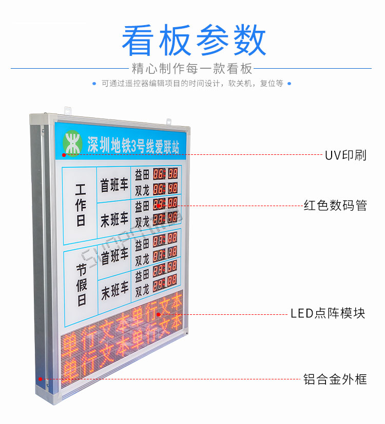 地鐵運營時間顯示屏產品細節