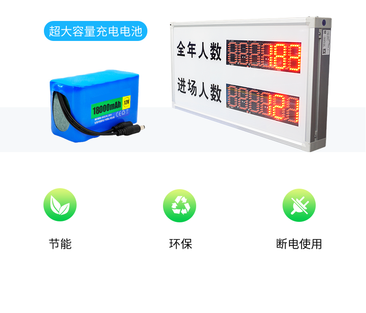 客流量計數屏電池供電說明