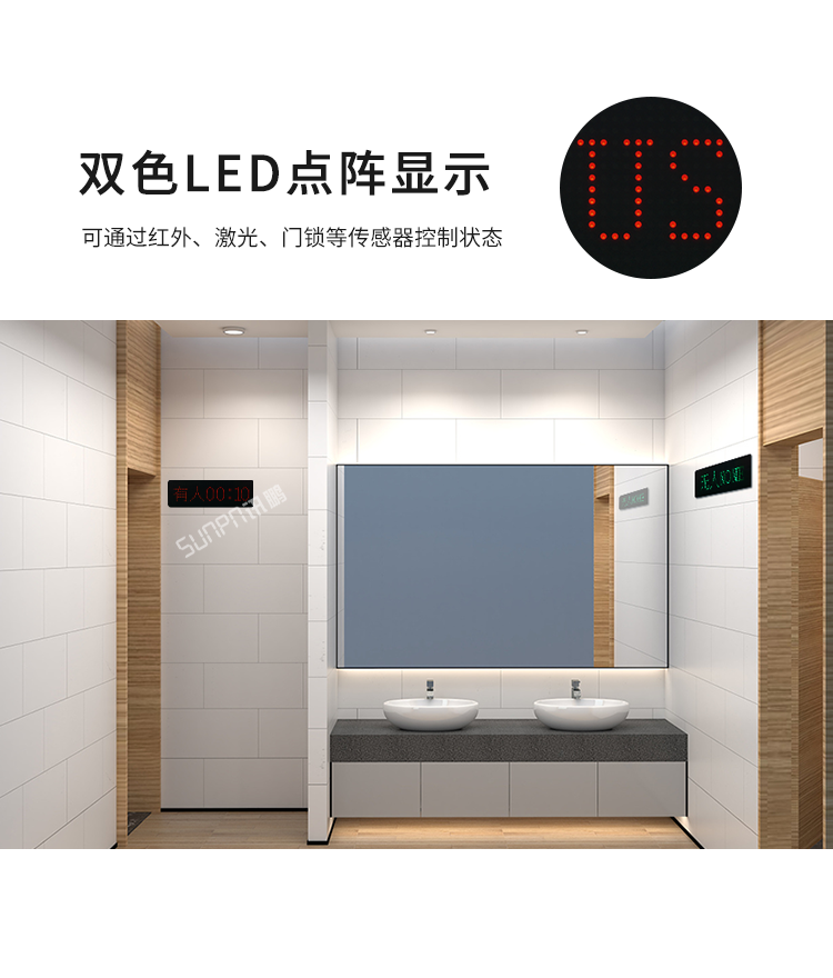智慧公廁有人無人顯示屏-雙色LED點陣顯示