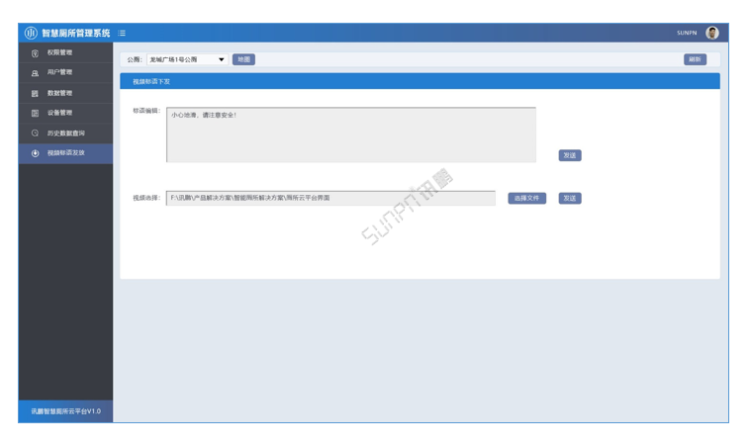 智能公廁系統云平臺-視頻/文字下發