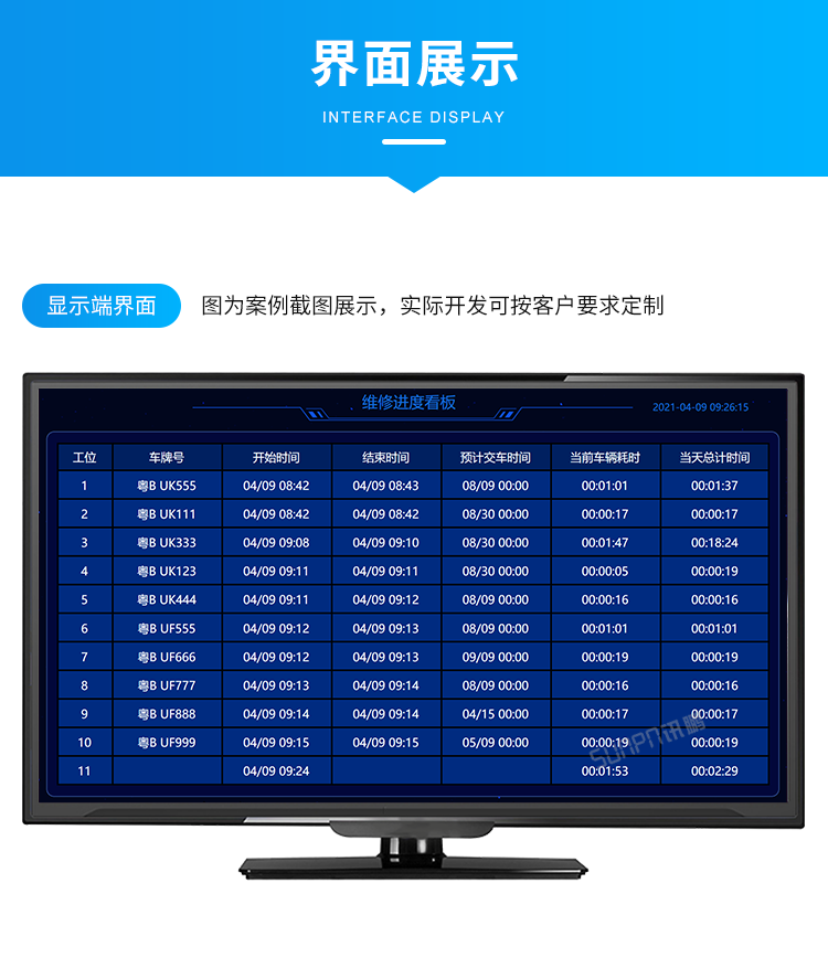 汽車維修進度系統-界面展示 汽車維修進度系統-界面展示