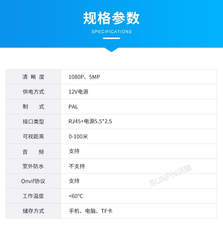 AI視覺識別攝像頭-規格參數