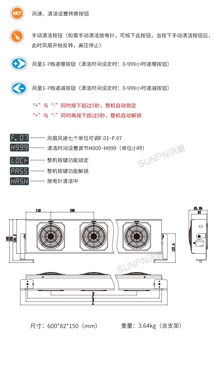 工業除靜電離子風機-SP-60ARC細節說明