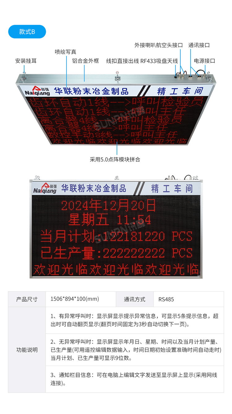 安燈系統看板功能參數說明