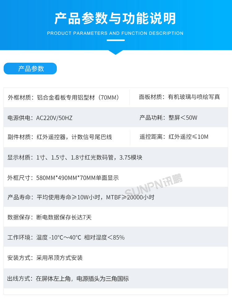 生產(chǎn)管理電子看板-產(chǎn)品參數(shù)