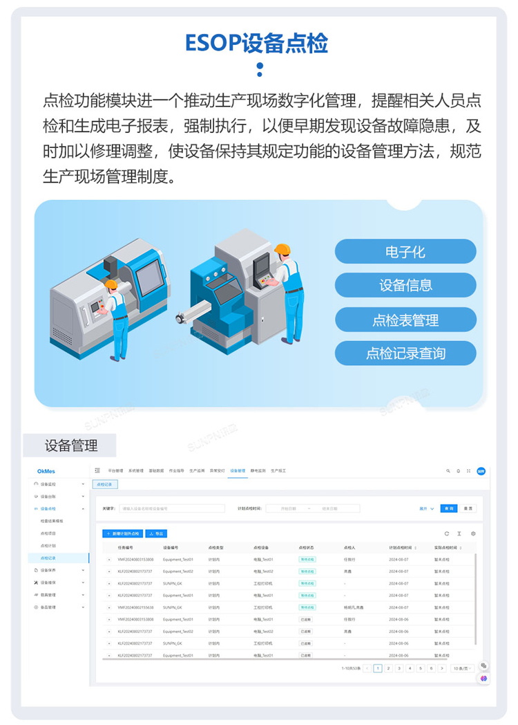 ESOP系統集成設備點檢模塊 ESOP系統集成設備點檢模塊